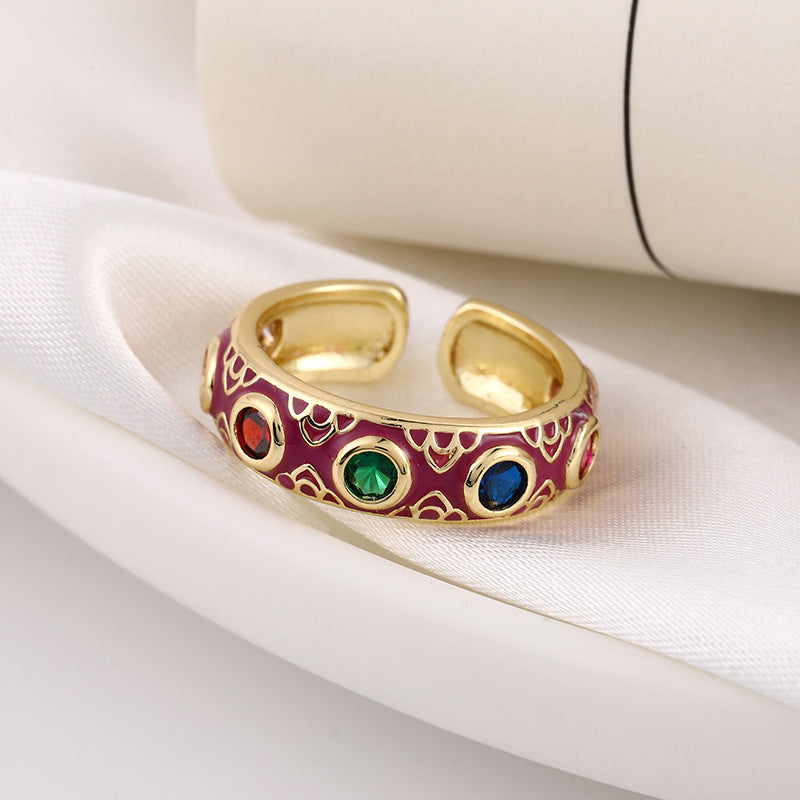 Venta al por mayor Anillo ajustable de apertura de ojo de diablo de cobre