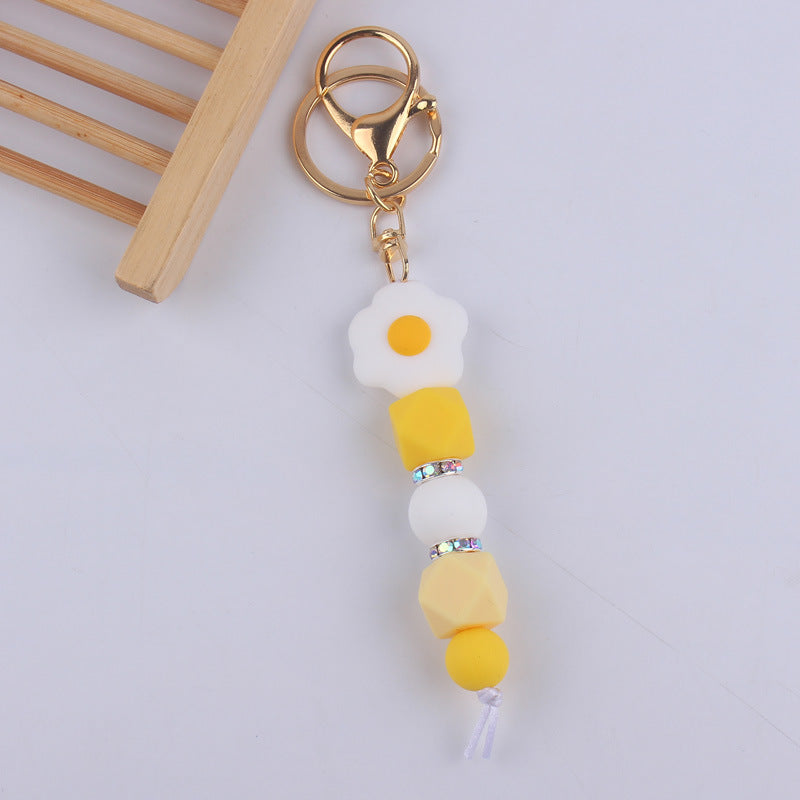 Llavero con cuentas de silicona de sandía de frutas al por mayor