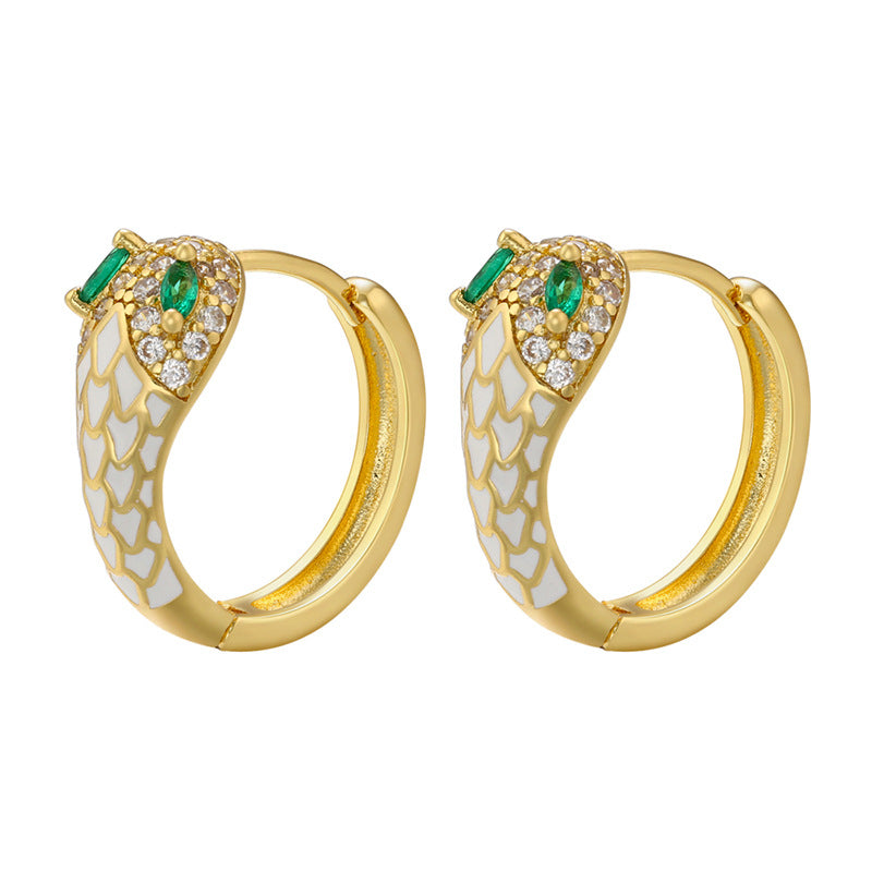 Wholesale Color Drip Oil Cobra Copper Earrings