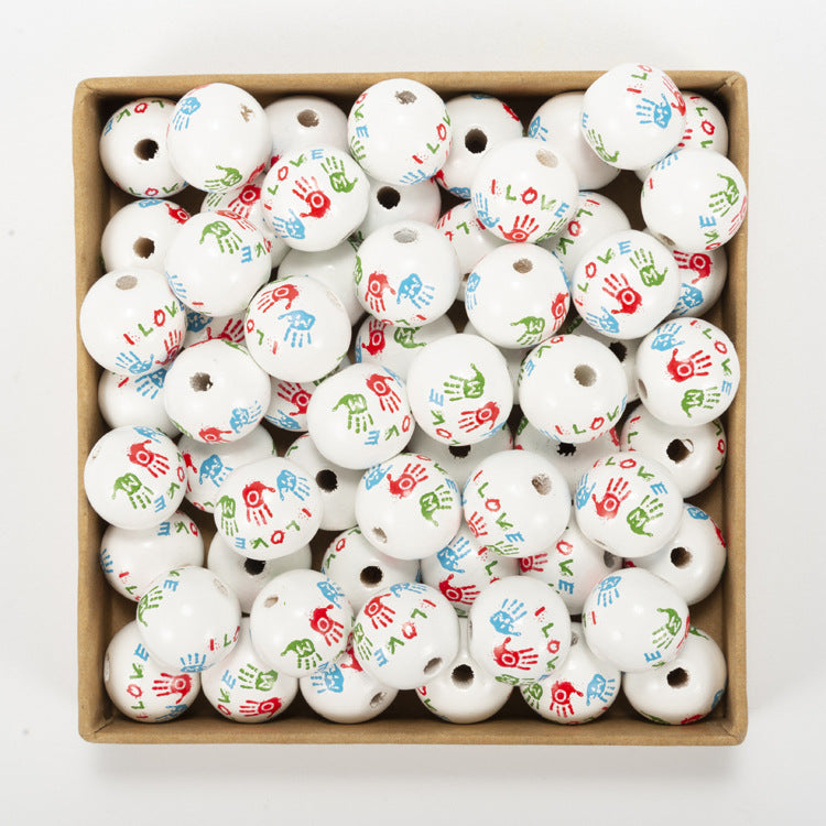 Cuentas de madera coloridas para el día de la madre, 10 Uds., 20MM, venta al por mayor