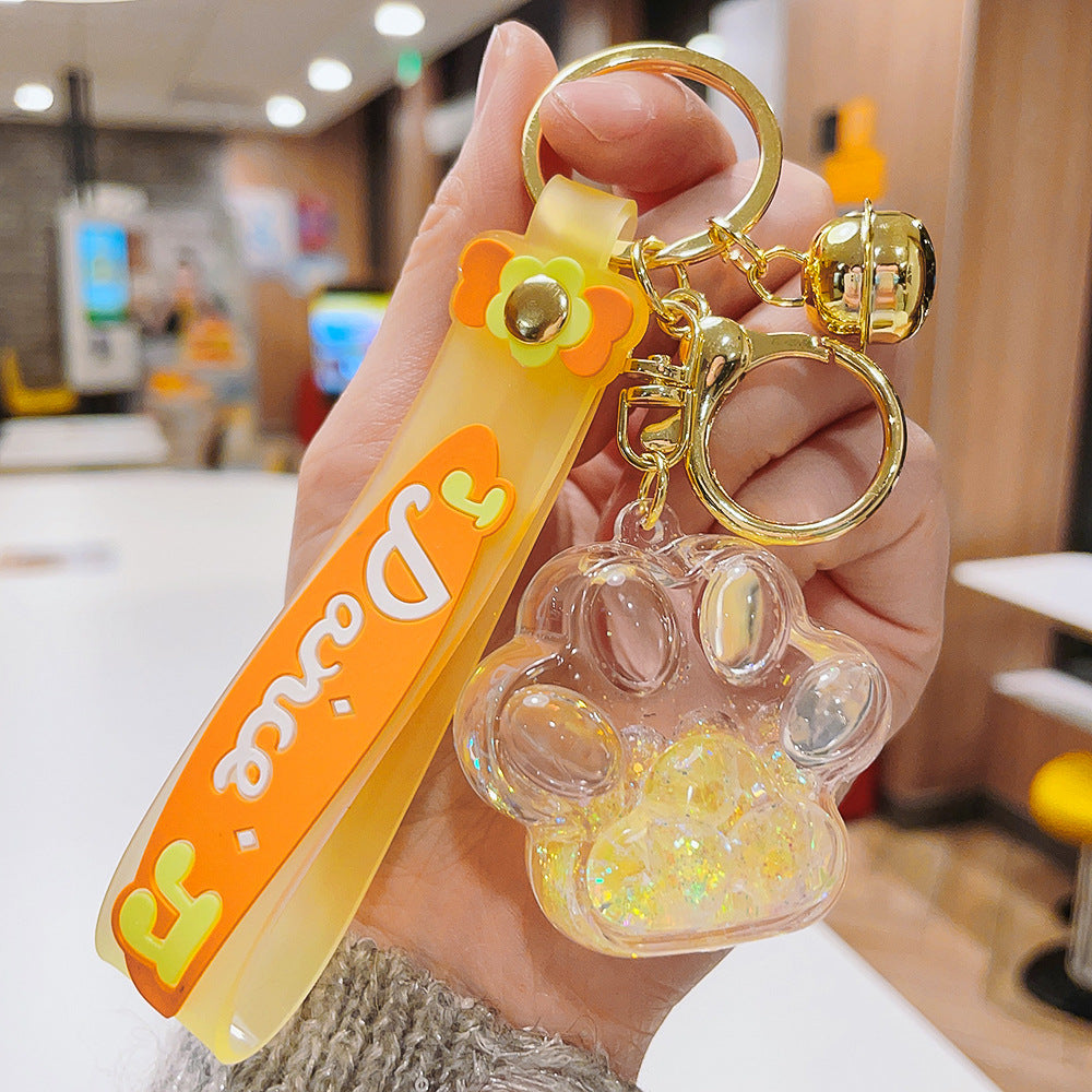 Wholesale Creative Acrylic Oil Bubble Bead Quicksand Cat Claw Creative Keychain
