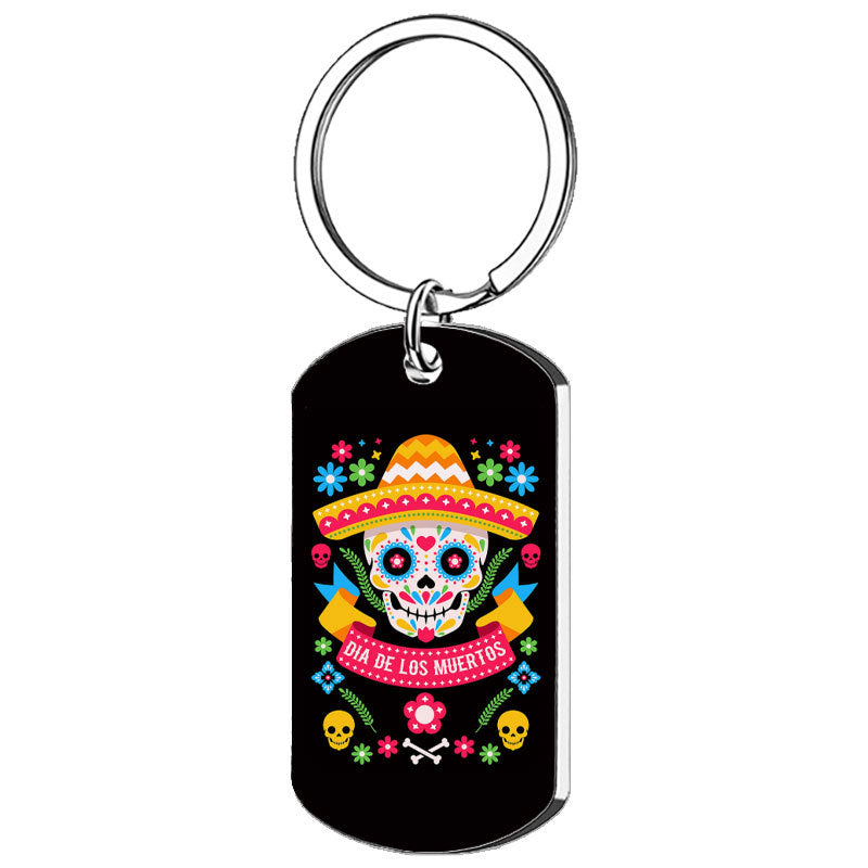 Wholesale New Mariachia Mexico Day of the Dead Stainless Steel Keychain