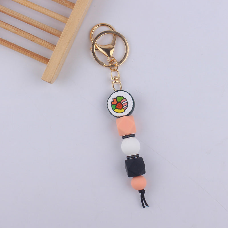 Llavero con cuentas de silicona de sandía de frutas al por mayor