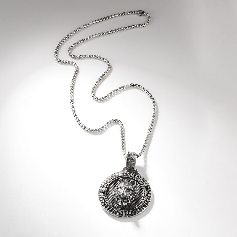 Wholesale Vintage Wolf Head Stainless Steel Necklace