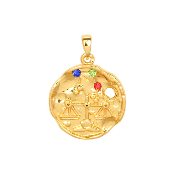 Wholesale Zodiac Gold Coin Pendant Copper Necklaces