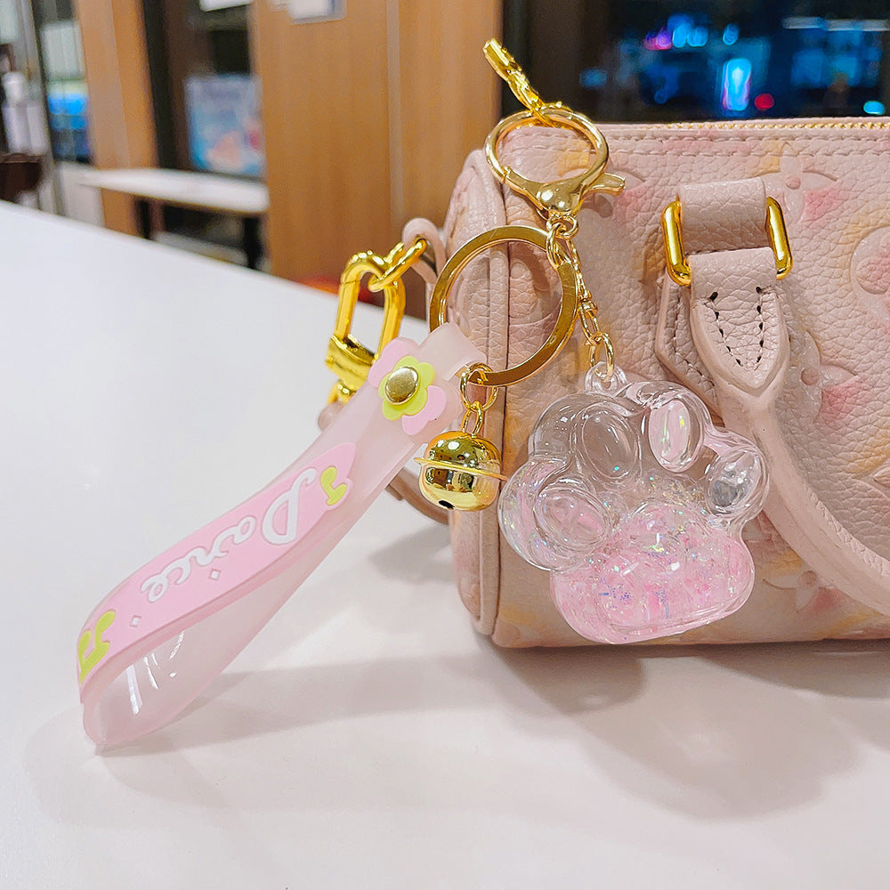 Wholesale Creative Acrylic Oil Bubble Bead Quicksand Cat Claw Creative Keychain