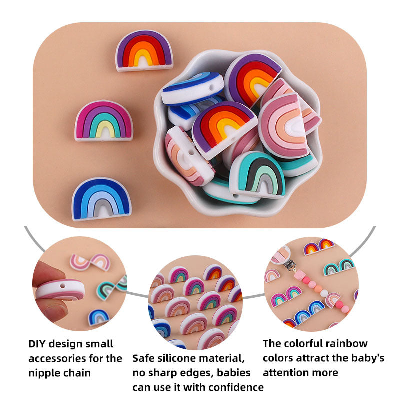 Wholesale 3PCS 2.5CM Rainbow Silicone Beads