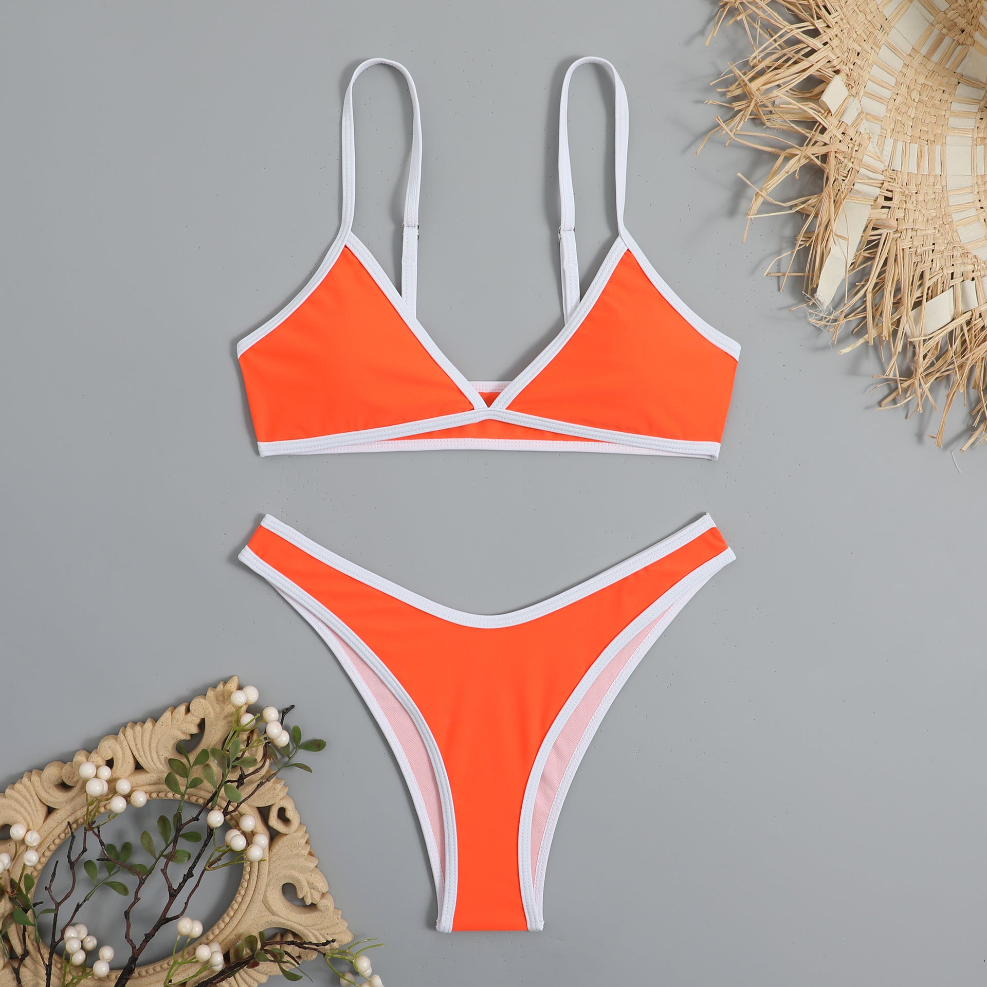 Wholesale Solid Triangle Polyester Swimwear