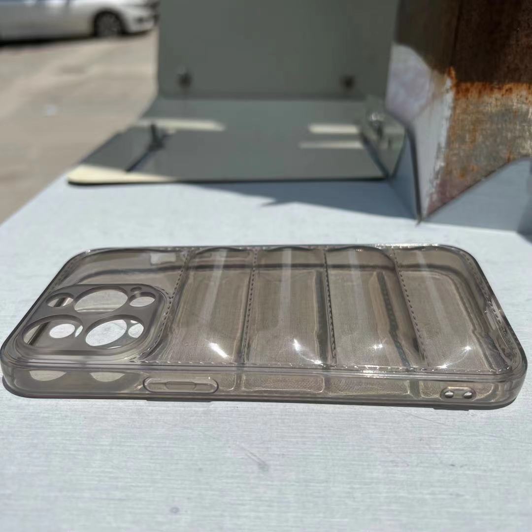 Venta al por mayor Caja transparente del teléfono de TPU de la chaqueta abajo