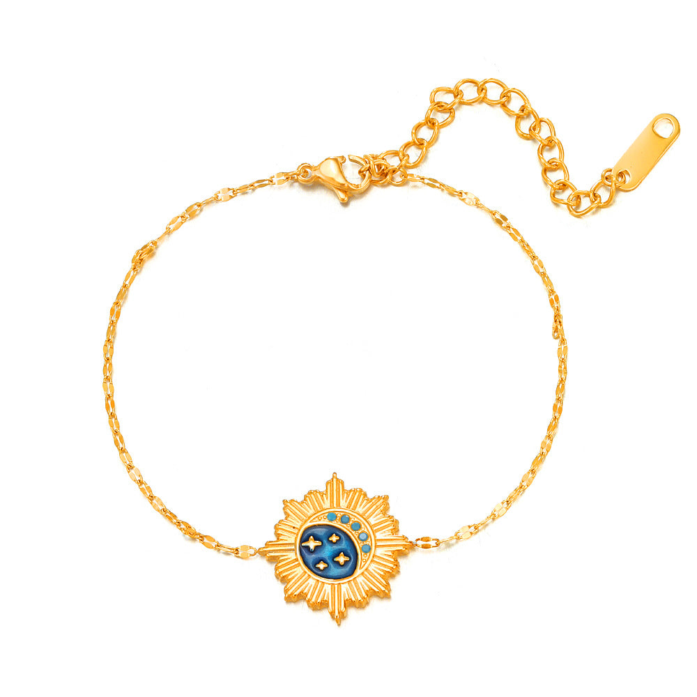 Pulsera de goteo de aceite de luna de estrella de oro de acero inoxidable al por mayor