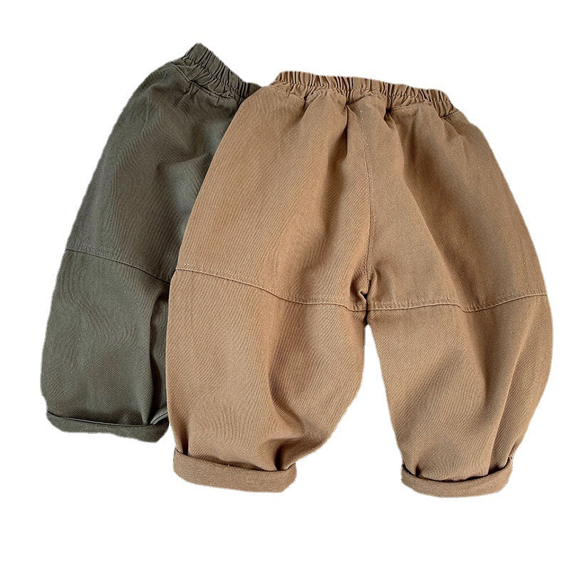 Wholesale Loose Solid Cotton Boys' Pants