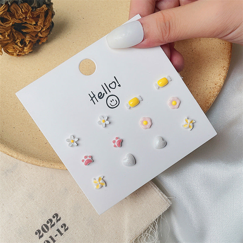 Wholesale Pearl One Week Stud Earring Set Alloy Earrings