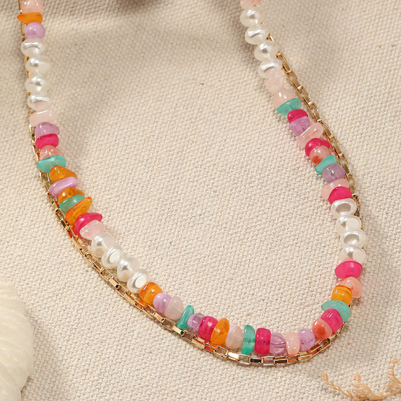 Wholesale Natural Crushed Stone Mixed Color Necklaces