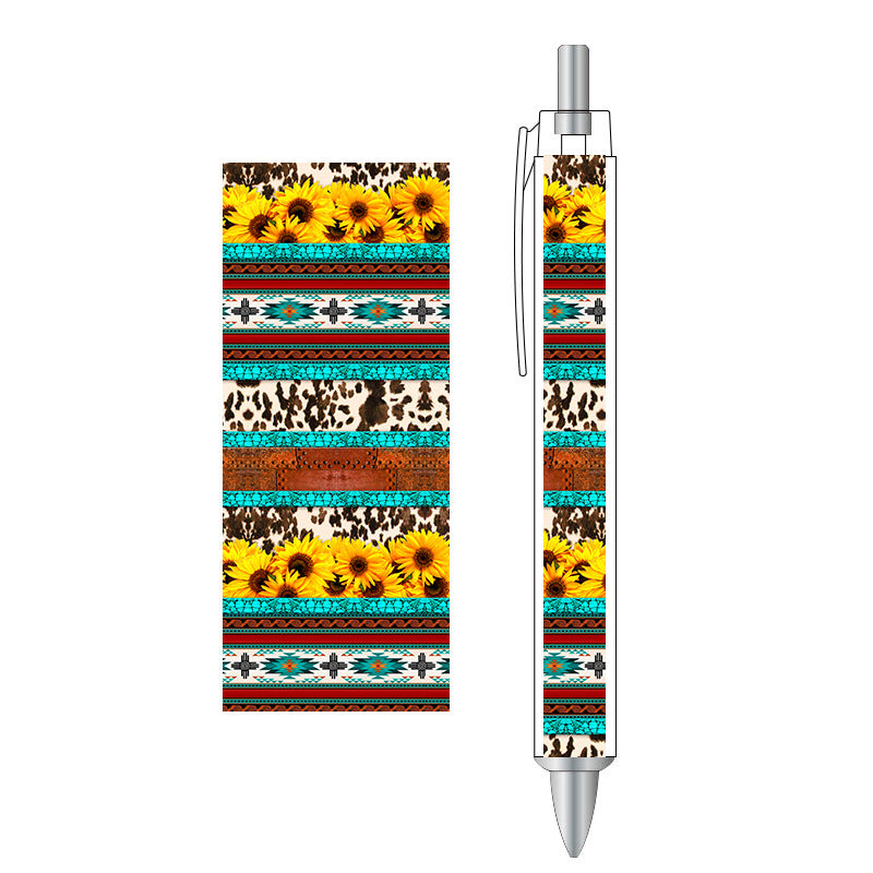 Wholesale Western Style Sunflower Plastic Printed Ballpoint Pen 100PCS