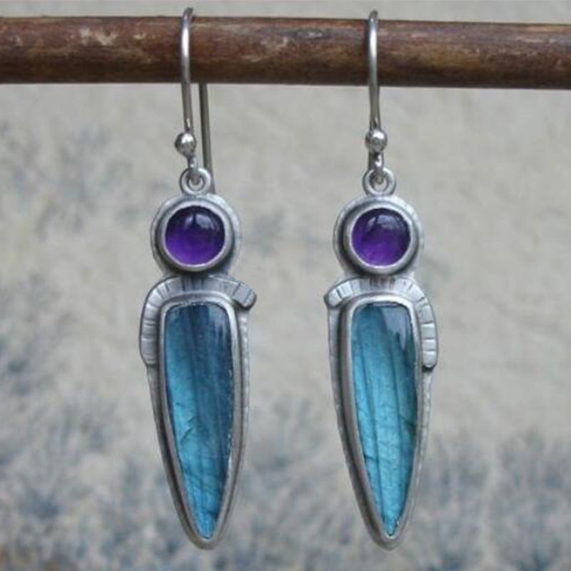 Wholesale Vintage Bohemian Moonstone Alloy Earrings