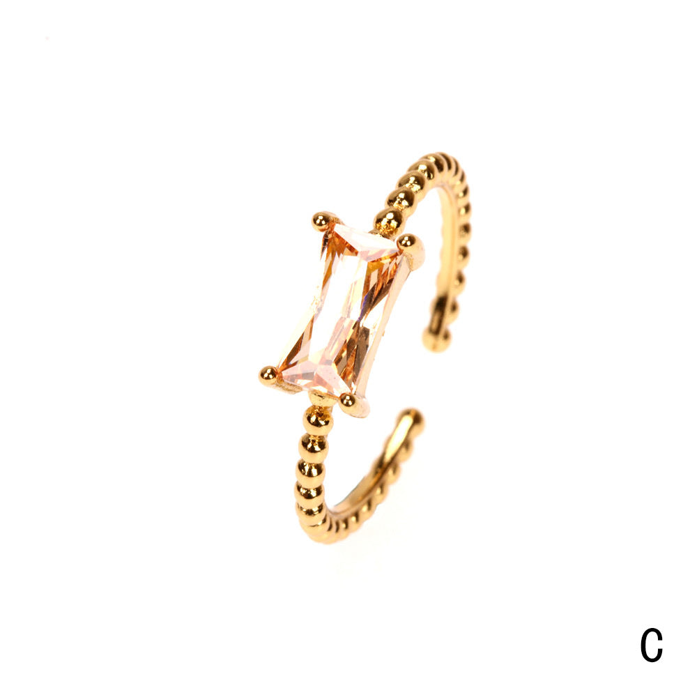 Wholesale Copper Plated Gold Inlaid Zircon Open Ring