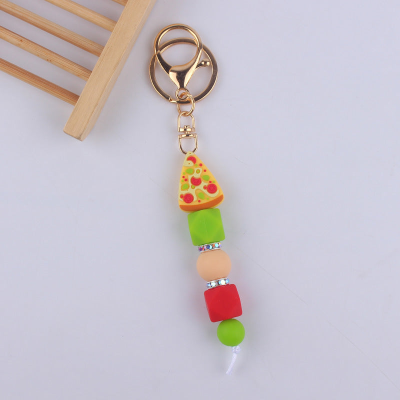Llavero con cuentas de silicona de sandía de frutas al por mayor