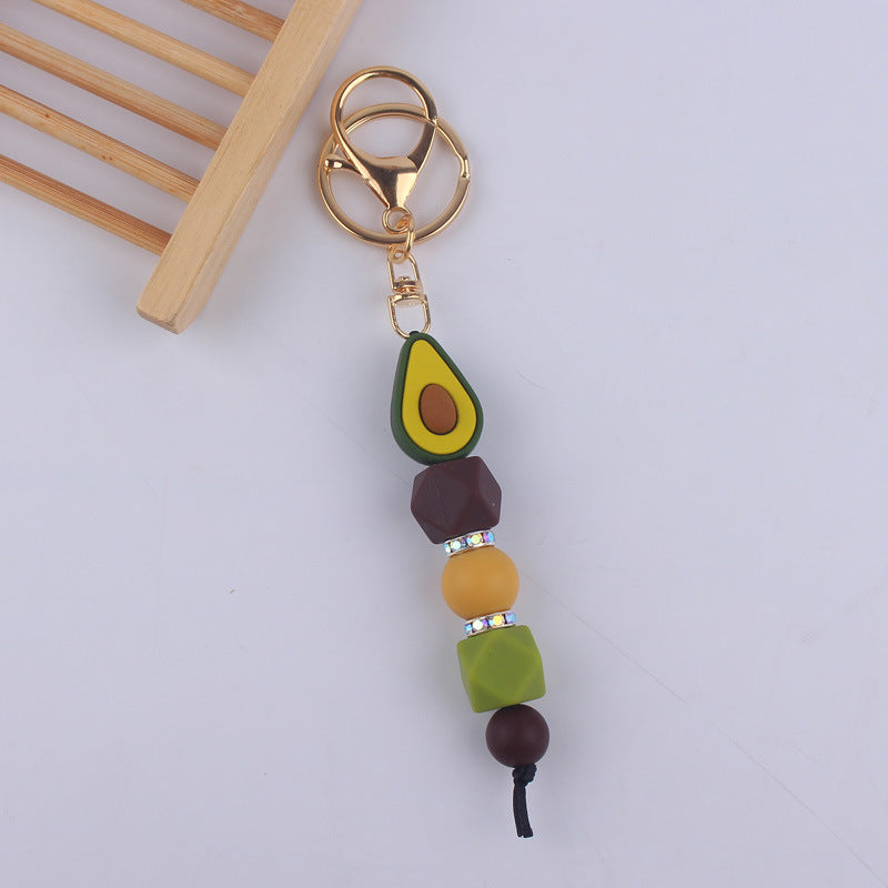 Llavero con cuentas de silicona de sandía de frutas al por mayor