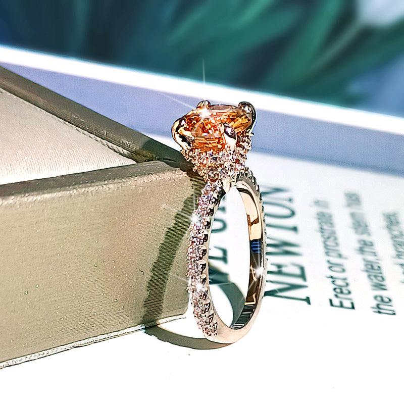 Wholesale Copper Plated Rose Gold Zircon Rings