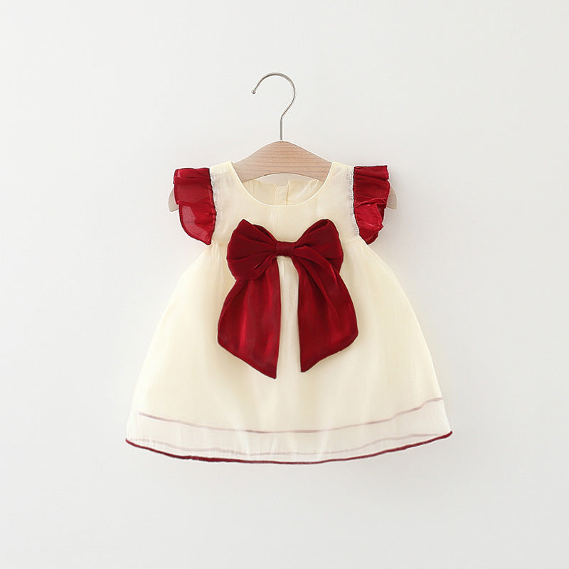 Wholesale Girls Fly Sleeve Dress Polyester Baby Clothes