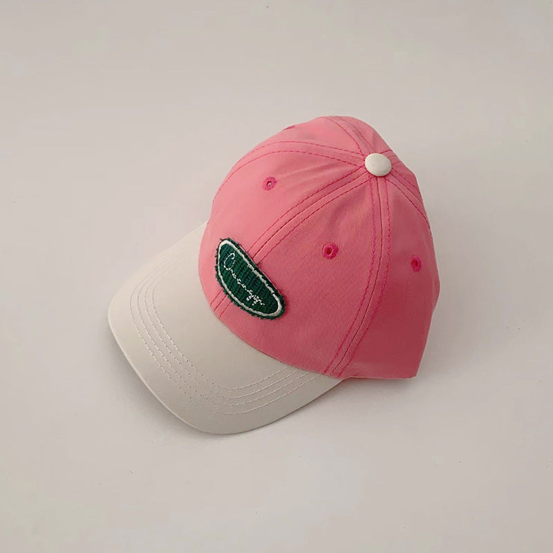 Wholesale Children's Contrasting Color Alphabet Small Label Pure Cotton Baseball Cap