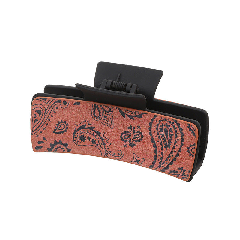 Wholesale Western Style Vintage Printed Leather Hair Clips