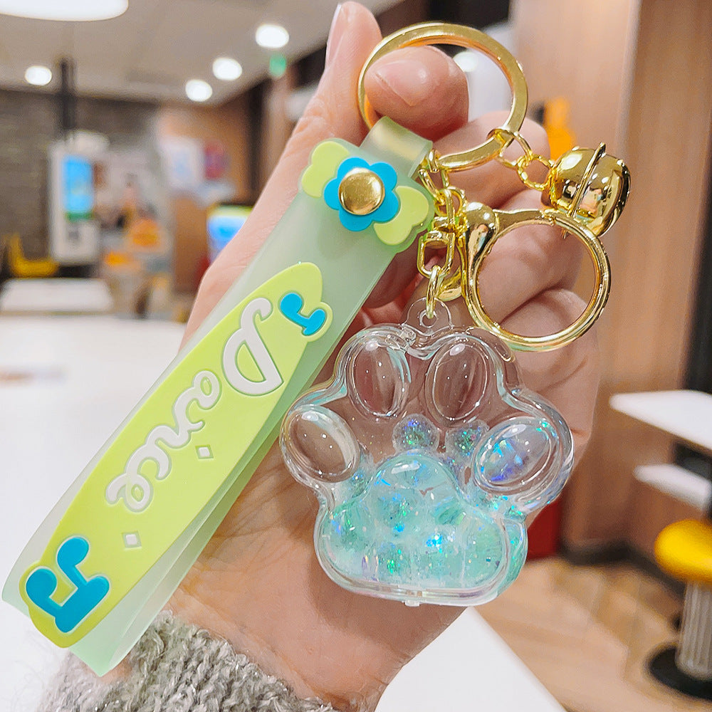 Wholesale Creative Acrylic Oil Bubble Bead Quicksand Cat Claw Creative Keychain