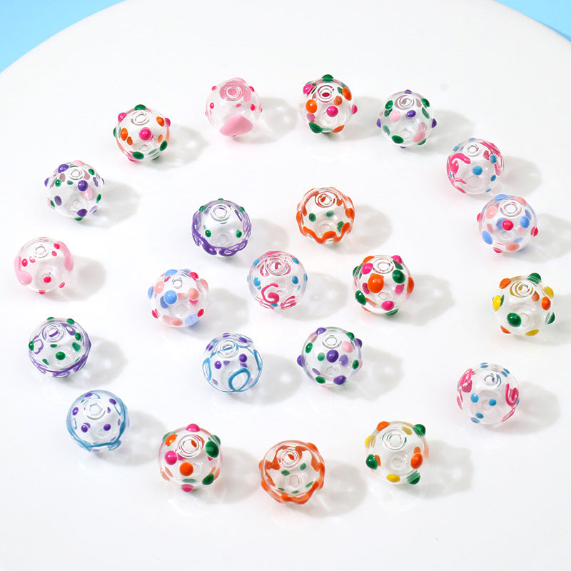 Accesorios de joyería de vidrio hueco pintado a mano al por mayor cuentas