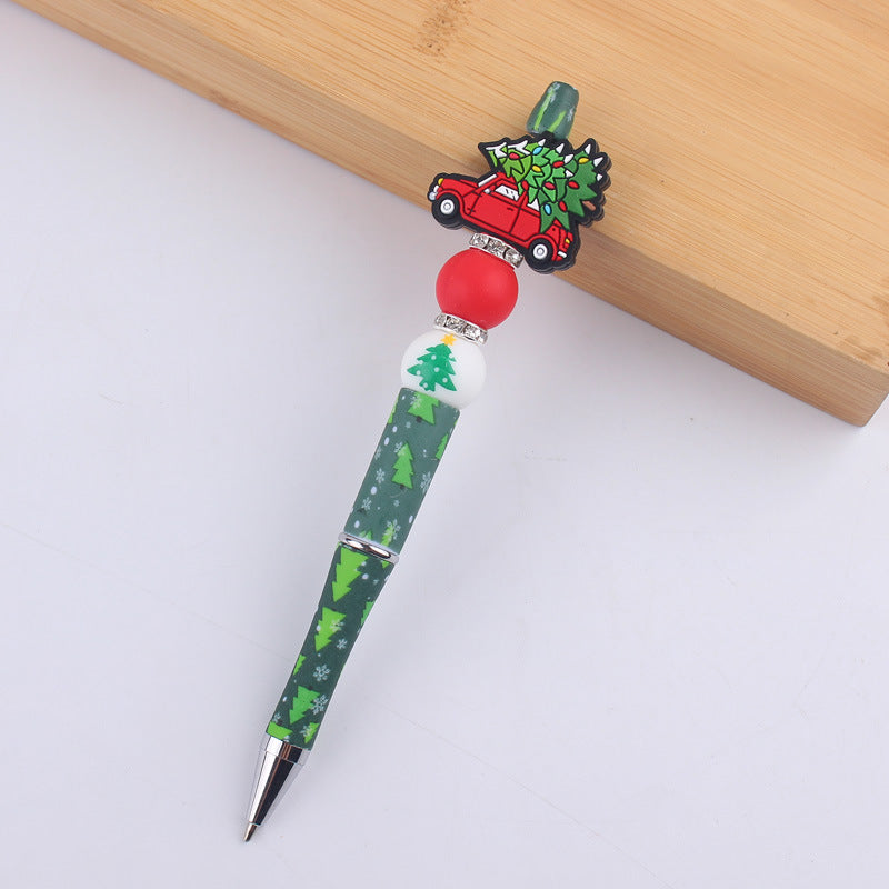 Wholesale Cartoon Christmas Silicone Handmade Plastic Beaded Pen