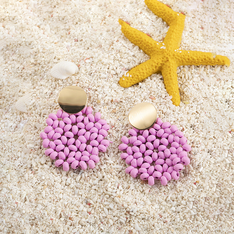 Wholesale Colorful Rattan Alloy Earrings