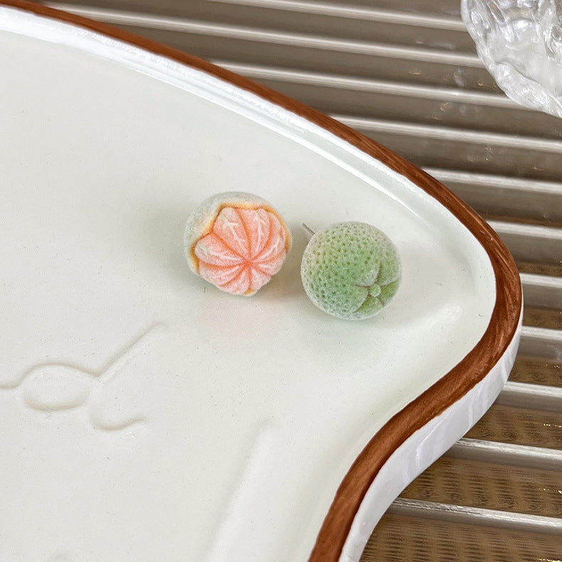 Wholesale Flocked Fruit Stud Earrings