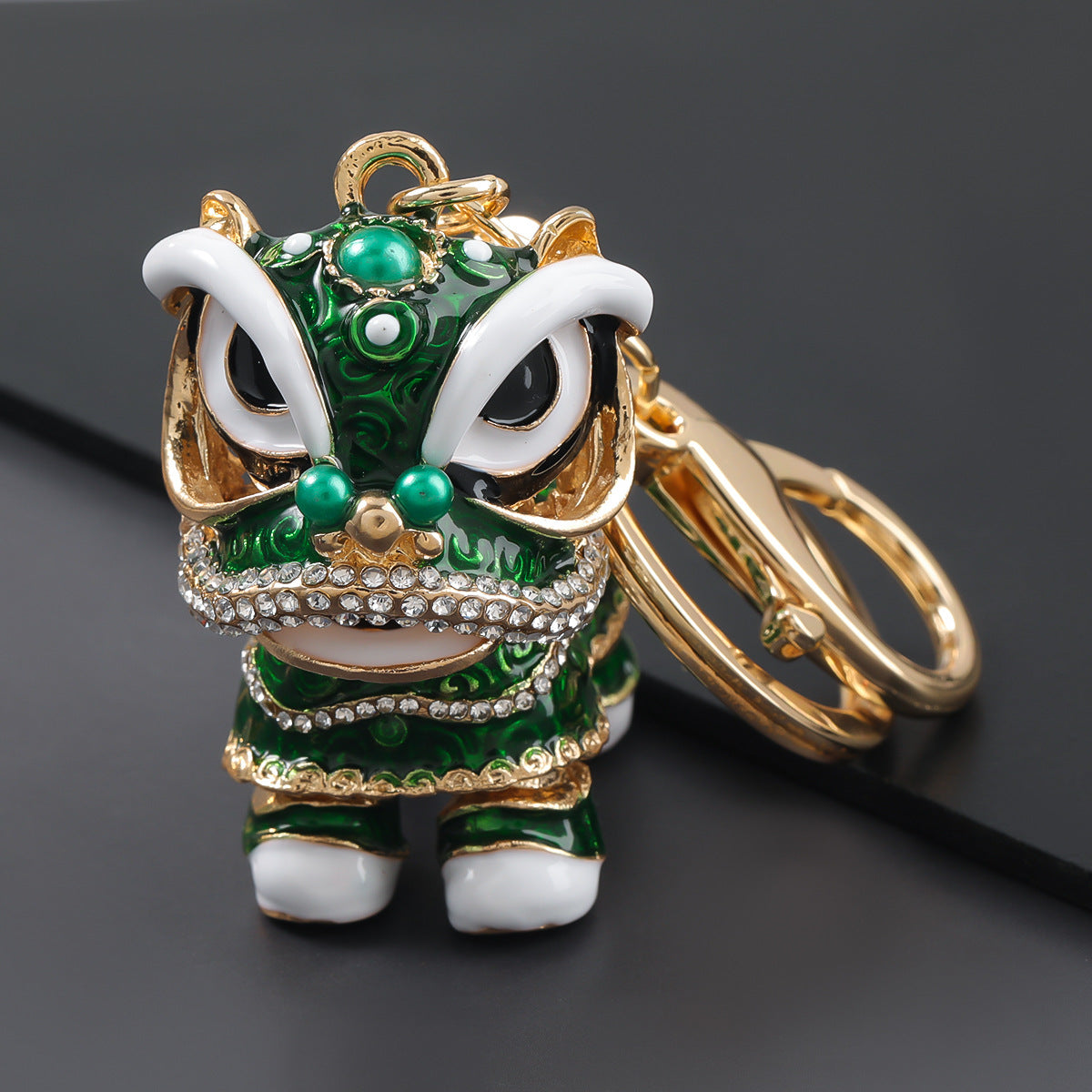 Wholesale Alloy Drip Oil Diamond Lion Dance Keychain
