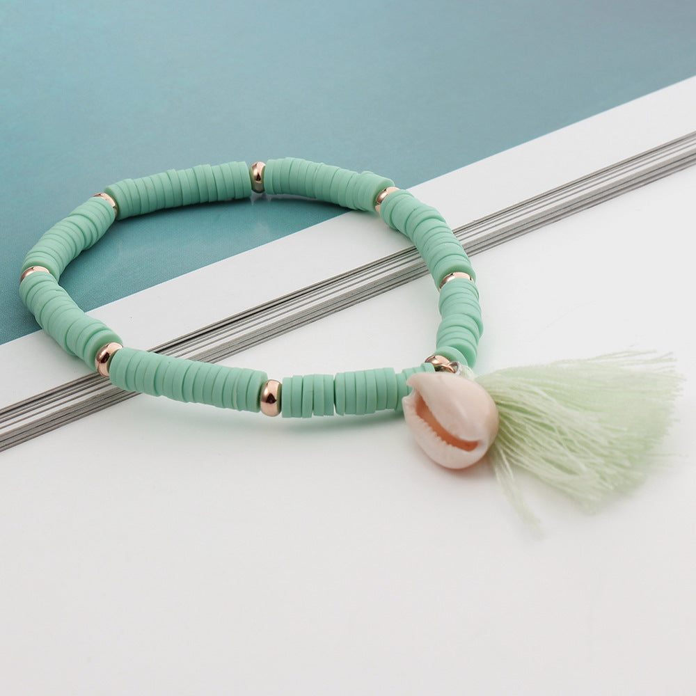 Wholesale Colorful Soft Pottery Shell Tassel Bracelet