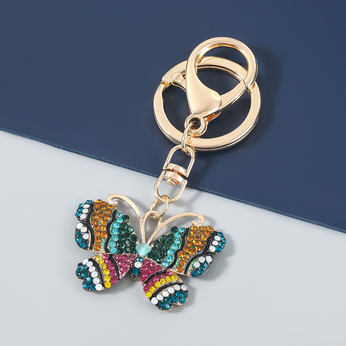 Wholesale Alloy Diamond Rhinestone Butterfly Keychain