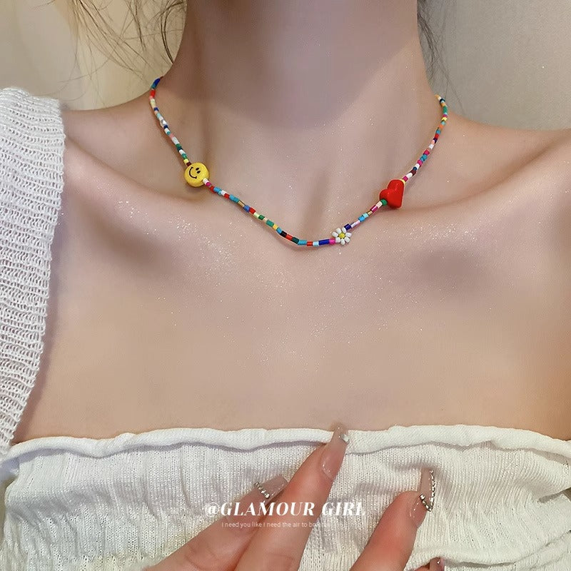 Wholesale Crystal Pearl Flower Heart Plastic Beaded Necklaces