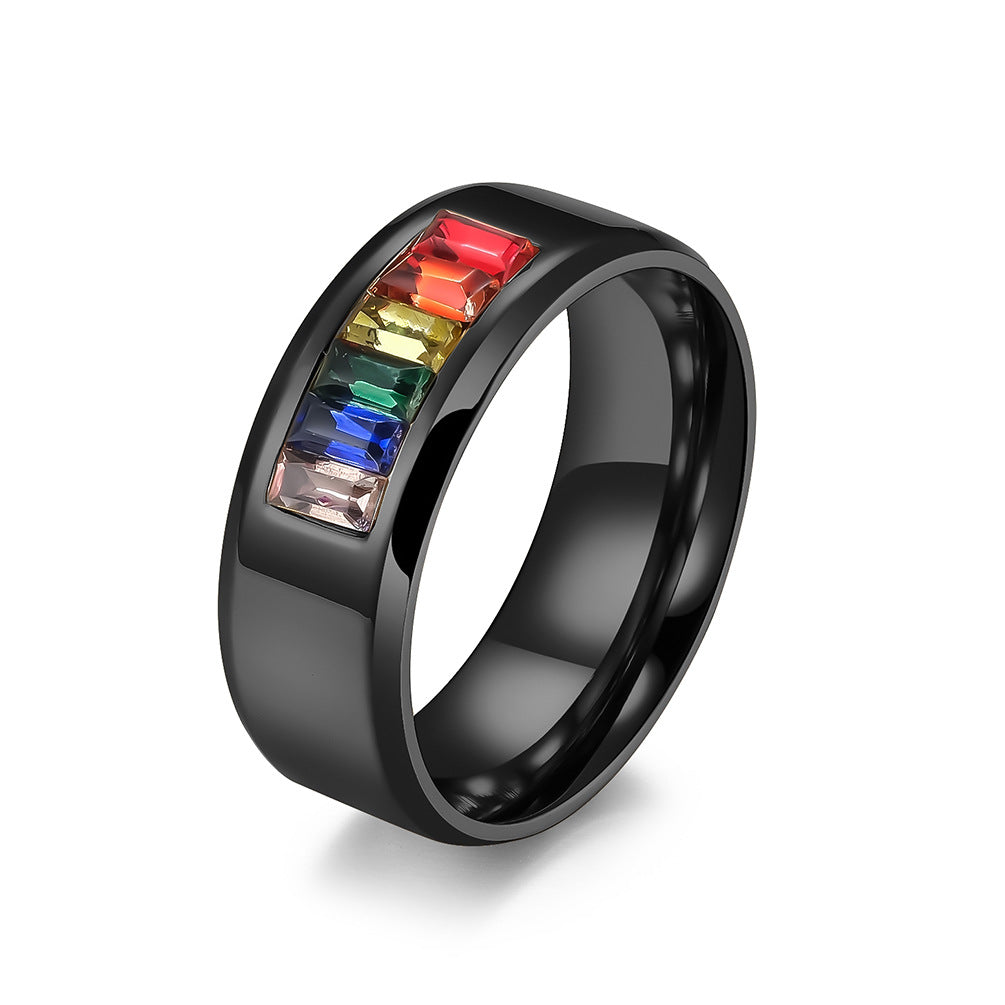 Venta al por mayor Anillos De Acero De Titanio Arco Iris LGBT