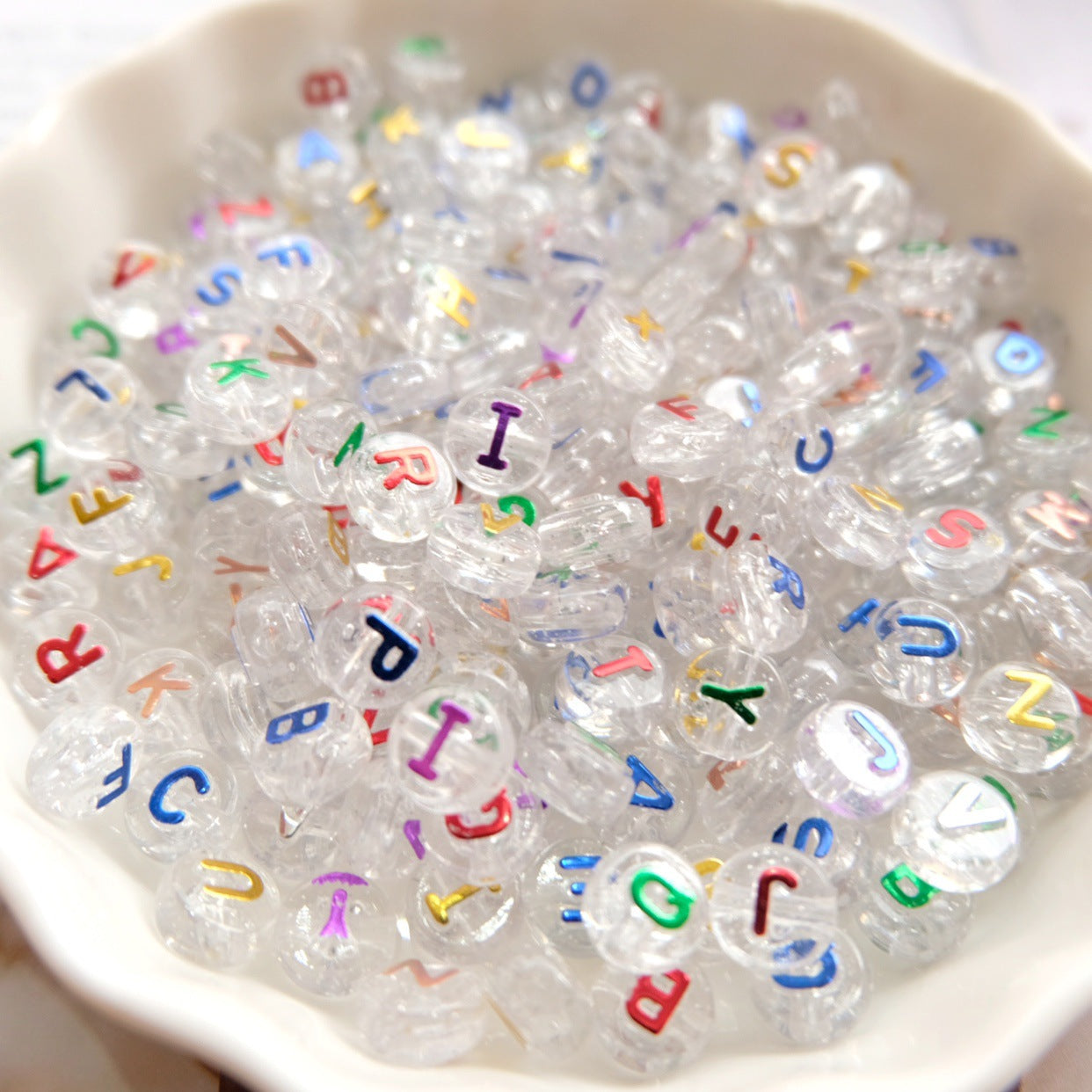 Wholesale 100PCS/Pack Transparent Alphabet Beads DIY Accessories Acrylic Beads 4×7MM