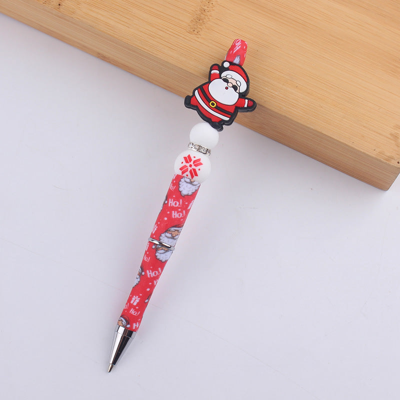 Wholesale Cartoon Christmas Silicone Handmade Plastic Beaded Pen