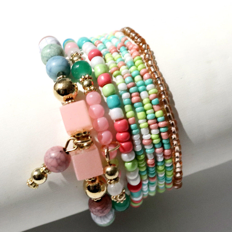 Wholesale Bohemian Turquoise Beads Layered Bracelet Set
