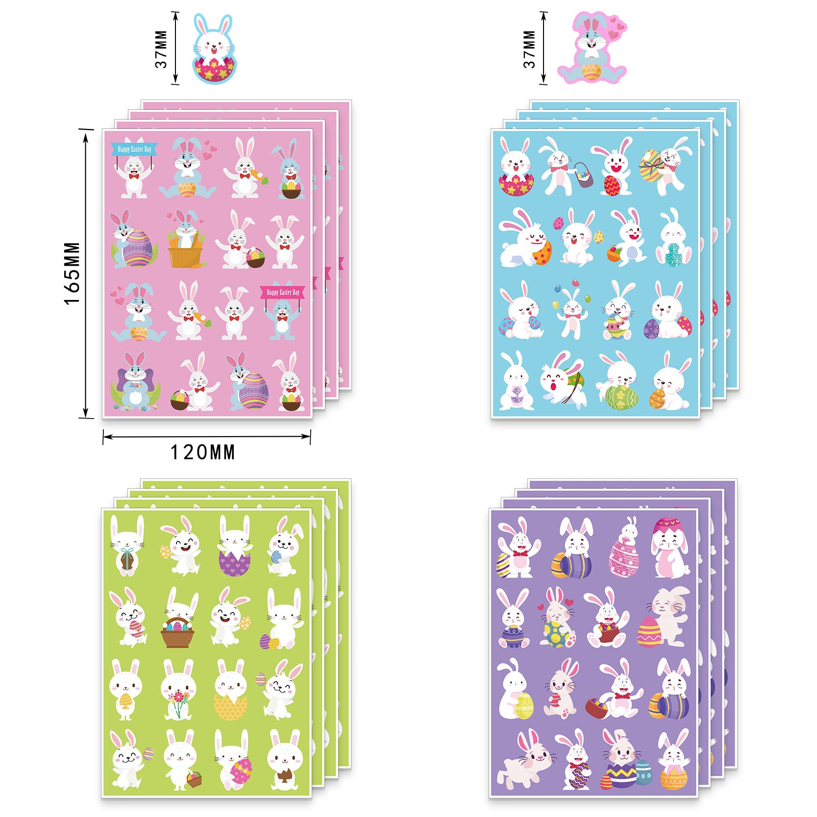 Wholesale of 10PCS/PACK Children's Easter Rabbit Tattoo Stickers