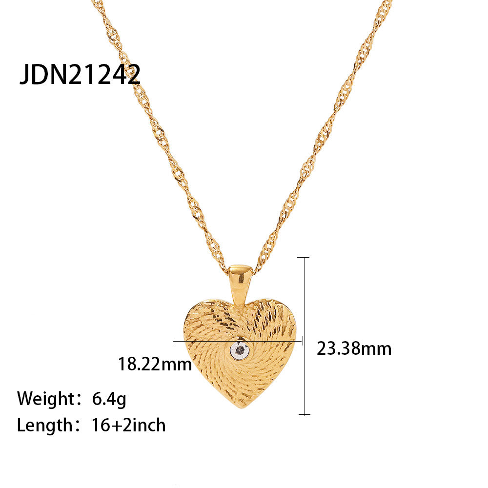 Wholesale Stainless Steel Gold-plated Mother-of-pearl Heart Pendant Necklace