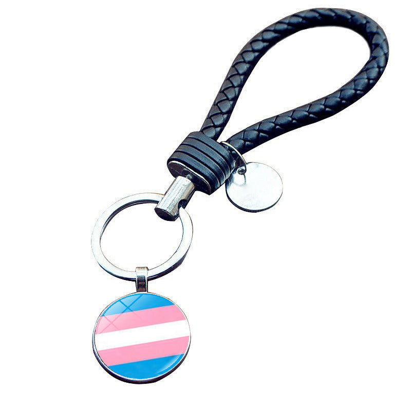 Venta al por mayor llavero gay de la bandera del arco iris de la aleación del cinc