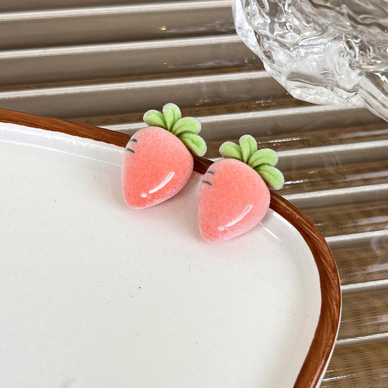 Wholesale Flocked Fruit Stud Earrings