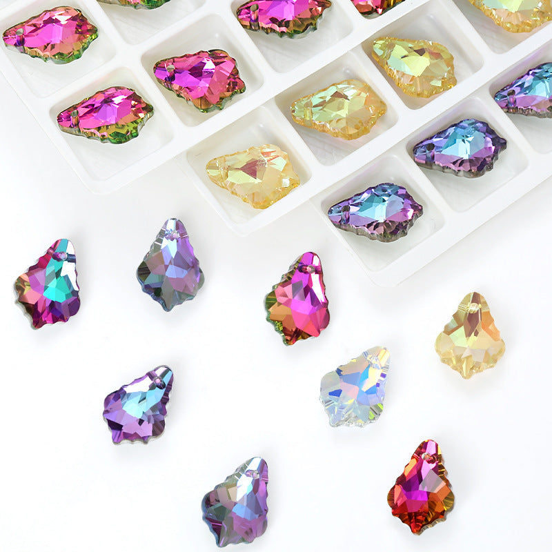 Al por mayor 12 piezas/paquete de 11 × 16 mm de mapas de arce de cristal cuentas de colgante