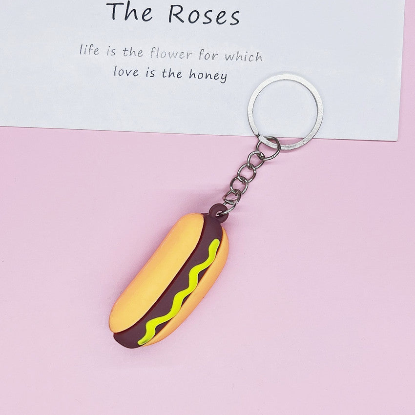 Wholesale PVC Colorful Burger Simulation Food Creative Keychain