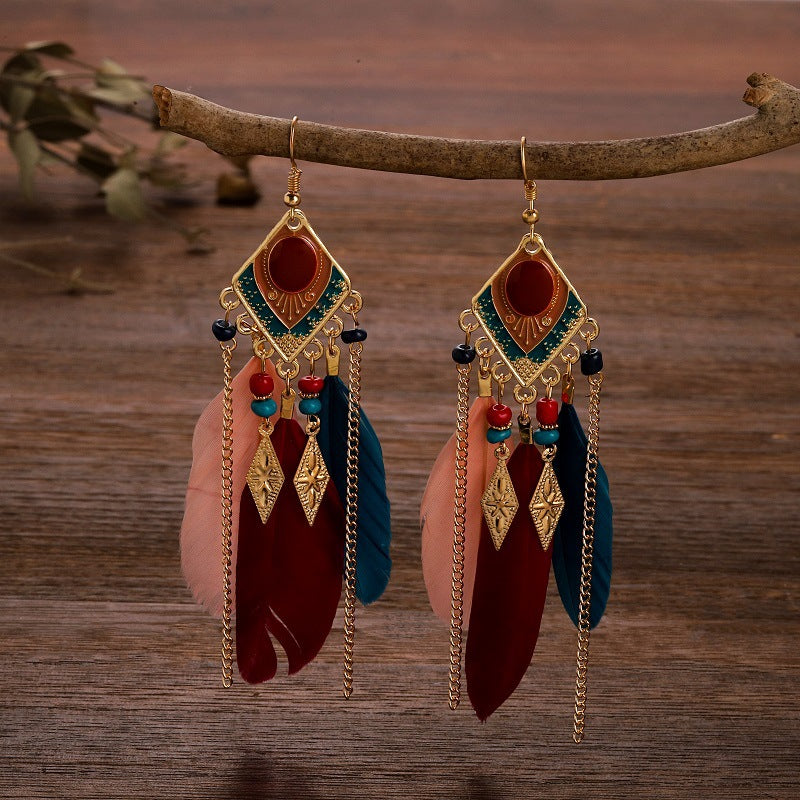 Wholesale Vintage Feathers Alloy Earrings