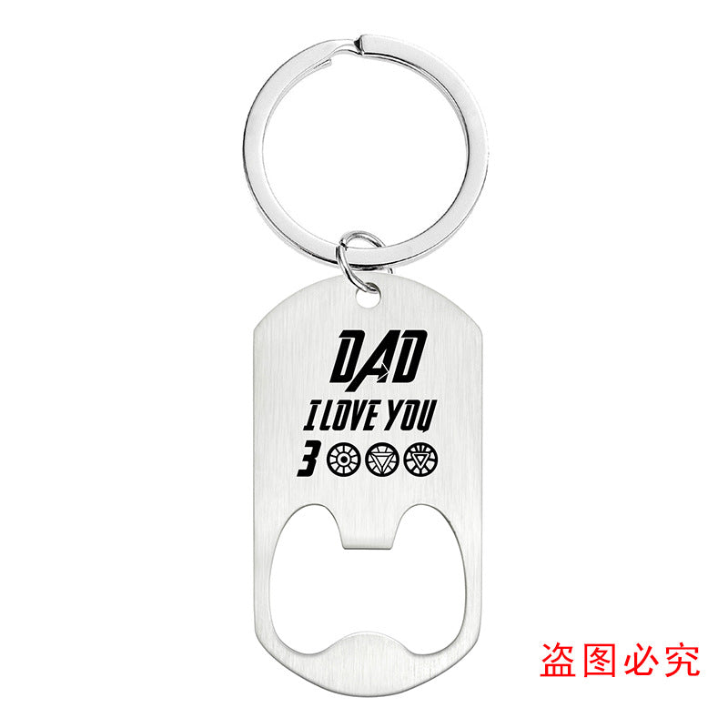 Wholesale Father's Day Gift Lettering Metal Bottle Opener Keychain