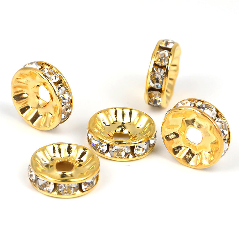 Venta al por mayor 5-17MM Ronda Ondulado 15MM Perlas de Metal 100pcs