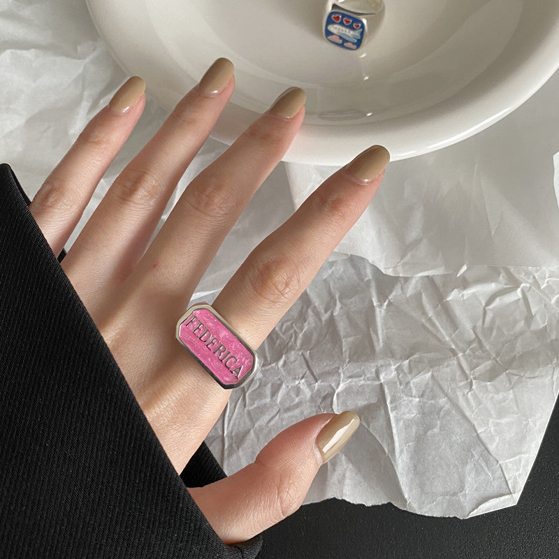 Wholesale Adjustable Platinum Plated Graffiti Ring