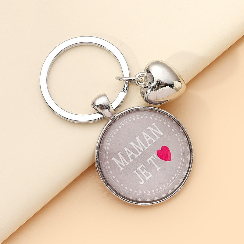 Wholesale Glass Mother's Day Love Time Stone Keychain